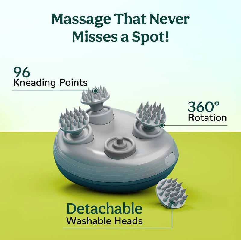 SCALP MASSAGER  -  A scalp massager is a handheld device—either manual with silicone, rubber, or plastic bristles, or electric with rotating nodes—designed to stimulate the scalp, increase blood circulation, and reduce stress.